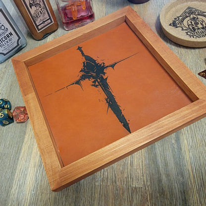 Wood and Faux Leather Dice Tray