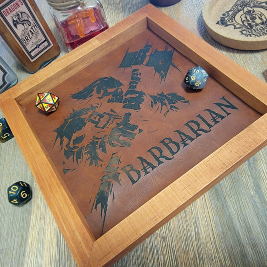 Wood and Faux Leather Dice Tray