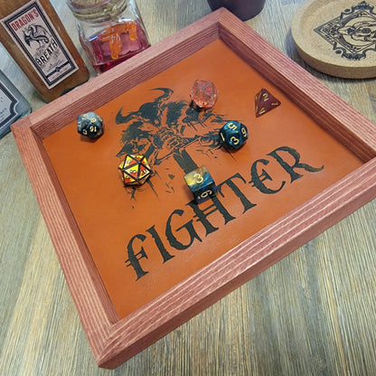 Wood and Faux Leather Dice Tray