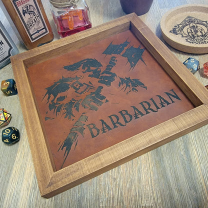 Wood and Faux Leather Dice Tray