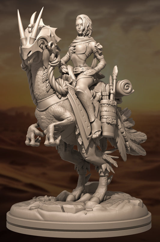 Female Dinosaur Rider || Desert Guide || Caravan Guard || Dnd Mini