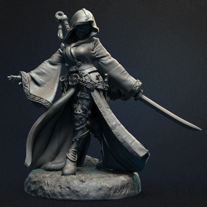 Female Blind Monk Swordsman Mini