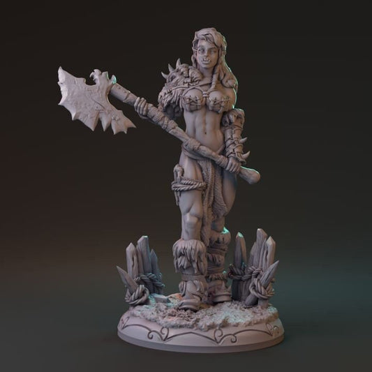 Female Half Orc Barbarian || Great Axe Fighter || Tribal Warrior || Dnd Mini