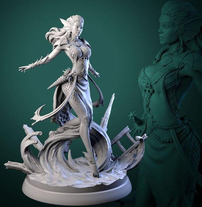 Beautiful Water Genasi || Wave Siren || Merfolk Sorcerer || Dnd Mini