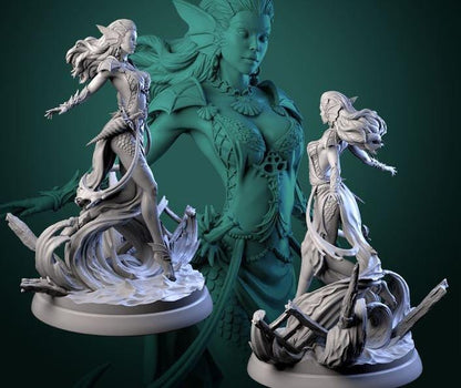 Beautiful Water Genasi || Wave Siren || Merfolk Sorcerer || Dnd Mini