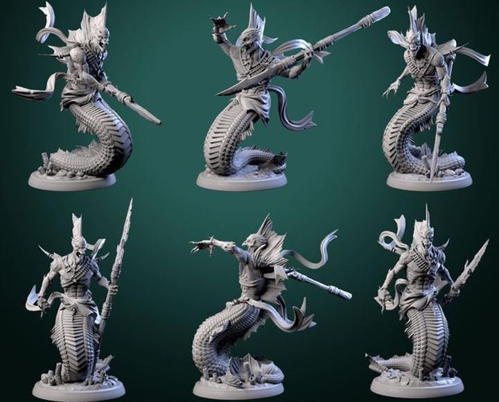 Merfolk Warriors || Mermaid Spear Hunters || Fishmen Fighters || Dnd Mini